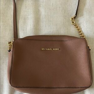 Michael Kors Rose Leather Crossbody Bag with Gold Hardware